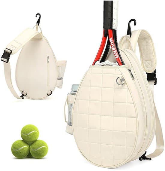 Tennisväskor - Tennisryggsäck för 2 racketar - Quiltad axelväska - Vattentäta pickleballväskor med säkerhetsficka för kvinnor och män
