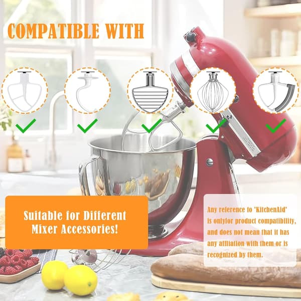 4-pakning stativmikserfesteholdere Matmikser tilbehørskroker kompatible med Kitchenaid alle stativmikserfester for oppbevaring av Flex Edge Beater