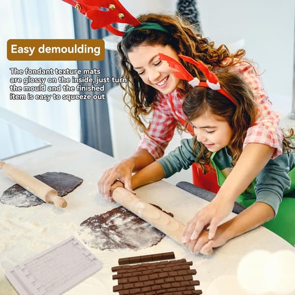 Fondant Impression Mat Silikon Tegelvägg Mönster Spetsmatta Silikonavtrycksform Sugarcraft Bröllopstårta Dekorationsverktyg Choklad Socker Bakning