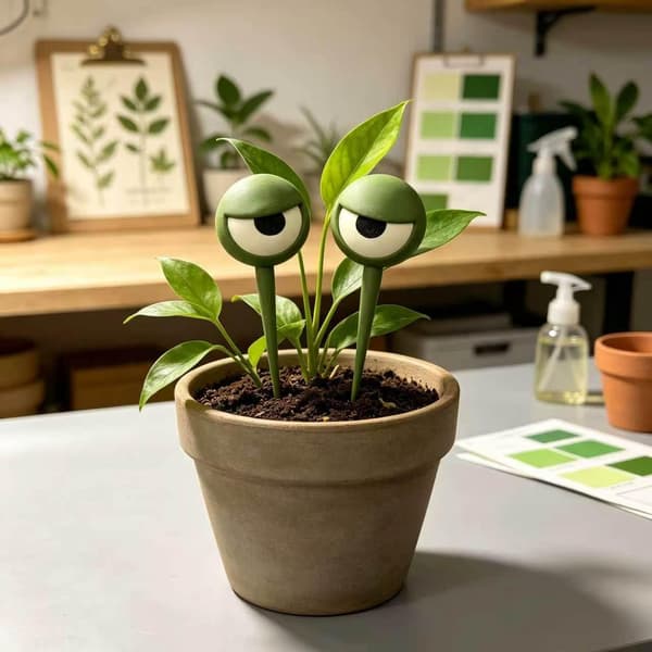 Planteøjne Sjovt Gnavent Tilbehør til urtepotter til stueplanter (Grøn)