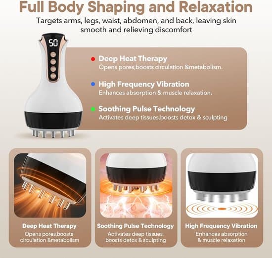 Lymfedrænage Massager Massageværktøj Kropsformende Enhed Fascia Blaster mod Cellulite MikrostrømLysVarmeVibration til BenArmeMave