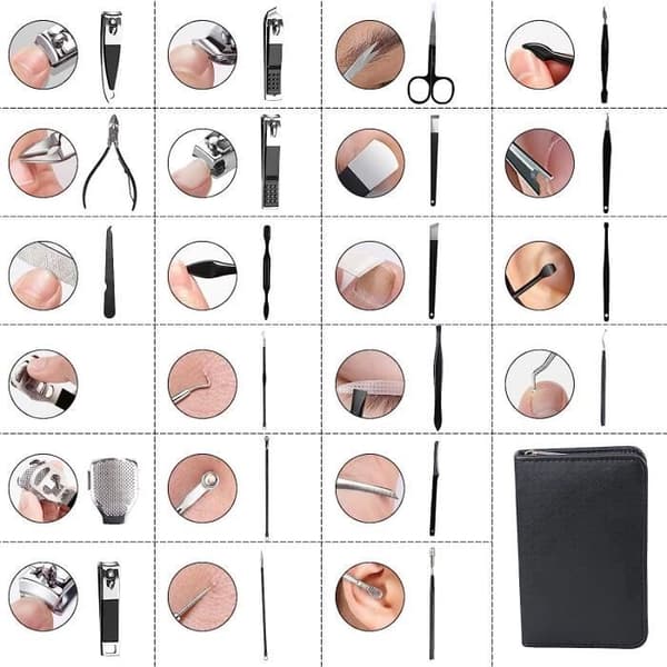 Manicure- og Pedicuresæt – Professionelt – 22 Dele – Rustfrit Stål – Skarpe Værktøjer – Holdbart