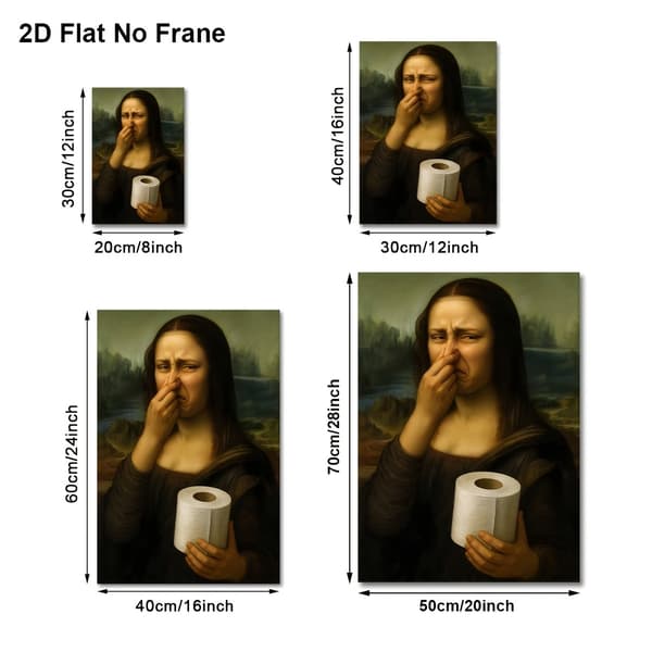 Rolig Mona Lisa Canvasaffisch – Modernt Väggkonsttryck för Heminredning 50x70cm Frameless