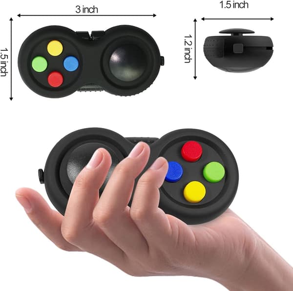 Mini Fidget Knap Controller Pad Legetøj til Børn og Voksne med Angst og Autisme (Sort & Mix)