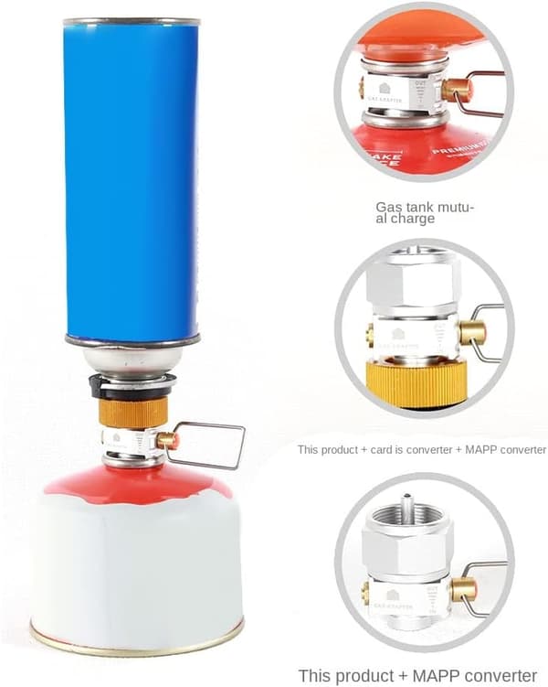 Camping Gassparer Pluss Gasskonverterer Skifter Påfyllingsadapter for Flat Tank Camping Gassadapterventil Gull