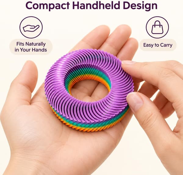 3D-printad fidget-leksak, flexibel räfflad loop, sensorisk ring, töjbar taktil handleksak för skrivbord, resor och studier, flerfärgad