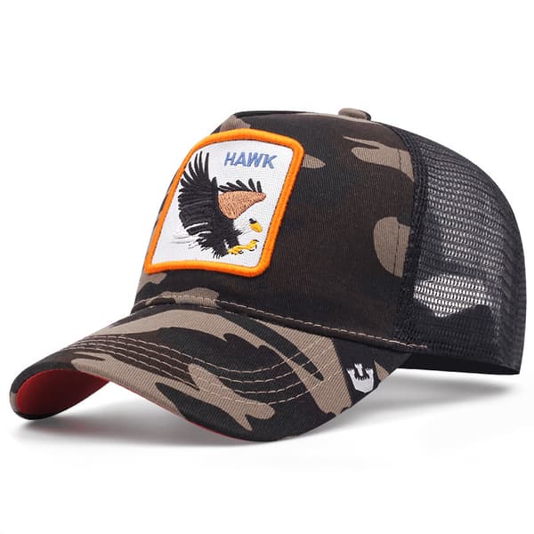 Fiskenettlue med brodert dyredesign HAWK Camouflage
