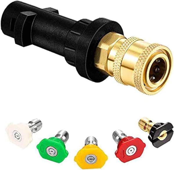 Högtryckstvättspistoladapter 1/4\" Spraymunstycksspetsar Set Mässing Hona Snabbkoppling för Karcher k2 k3 k4 k5 k6 K7