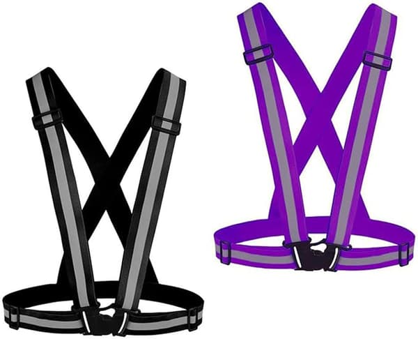 Reflexväst Löparutrustning 2-pack Hög Synlighet Justerbar Säkerhetsväst för Nattcykling, Vandring, Jogging, Hundpromenad