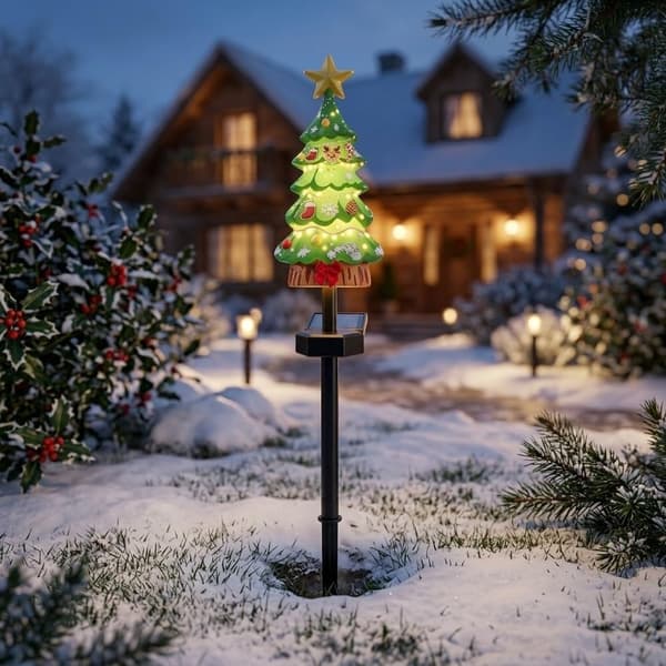 2 st solcellsdrivna snögubbe-gångbelysningar för juldekoration utomhus