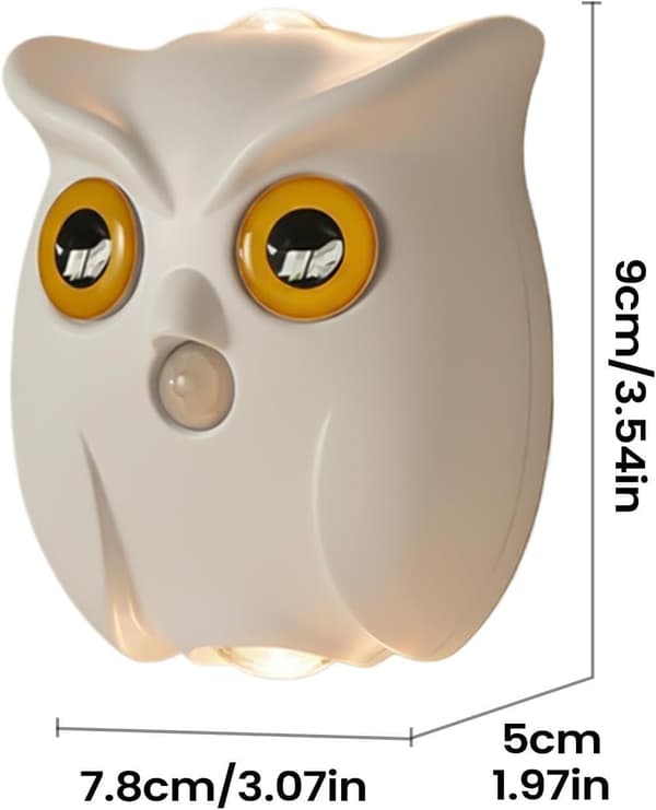 Bevægelsessensor Ugle LED Bordlampe Sengelampe med 3 Farvetilstande til Soveværelse Trapper Køkken Veranda & Terrasse