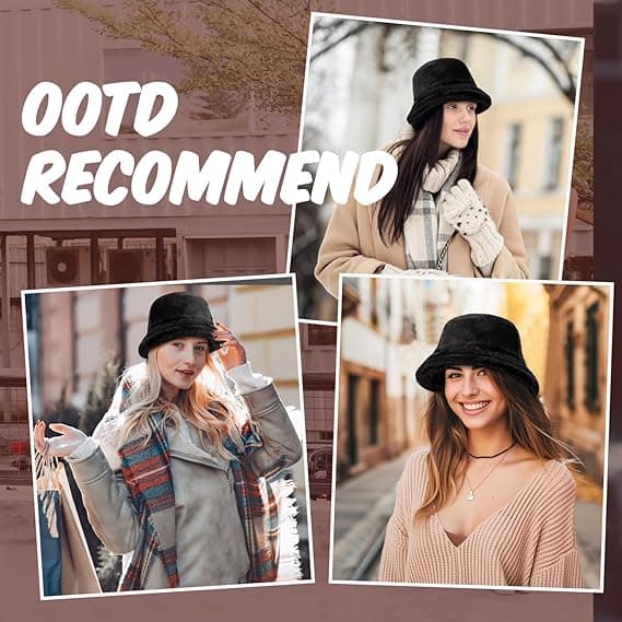 Vinter Bucket Hat Fluffig Fuskpäls Fiskarmössa för Kvinnor Män Enfärgad Stil