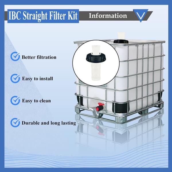 2 stk. IBC-beholderdæksel 165 mm IBC-beholderadapter med nylonfilter Robust IBC-beholderdæksel Diameter Regnvandsopsamlingssystemfitting (lige) straight