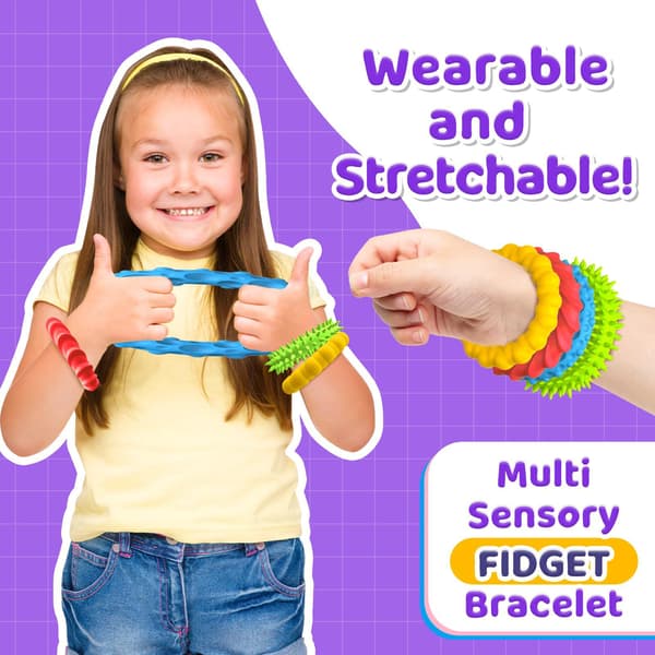 Sensoriska Fidget-leksaker för barn och vuxna - 4-pack stretchigt Fidget-armband | Textur och lugnande