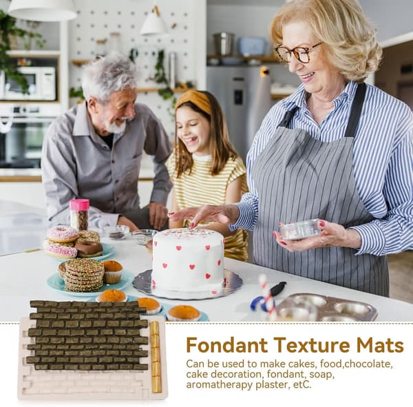 Fondant Impression Mat Silikon Tegelvägg Mönster Spetsmatta Silikonavtrycksform Sugarcraft Bröllopstårta Dekorationsverktyg Choklad Socker Bakning