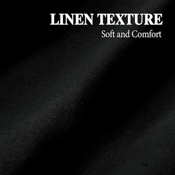 1 linned badeforhæng med knapper – 91 × 183 cm – Velegnet til badeværelsesindretning i landlig stil – Sort og beige patchwork