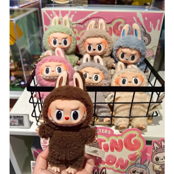 ÄKTA POP MART LABUBU The Monsters Spännande Macaron Hänge Plysch Förseglad Påse Sesame Bean