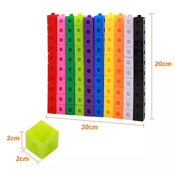 100 st 10 färger Multilänk länkning Räknekuber Snap Blocks Undervisning i matematik