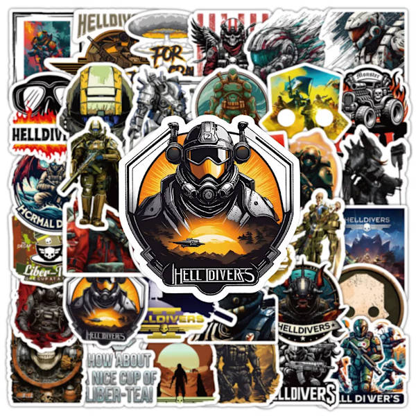 50X spel Helldivers Steam Game Stickers Scrapbook Hydro Flask Bagage Graffiti
