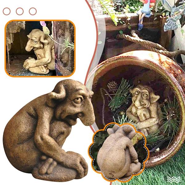 Gargoyle Staty prydnad busig hus Buddy Trädgård Patio Figurine Dekor