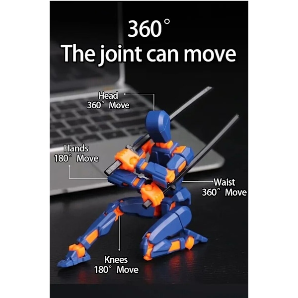 Multi-ledad Rörlig Formskiftande Robot 2.0 3D-Printad Mannekäng Docka Action Yellow