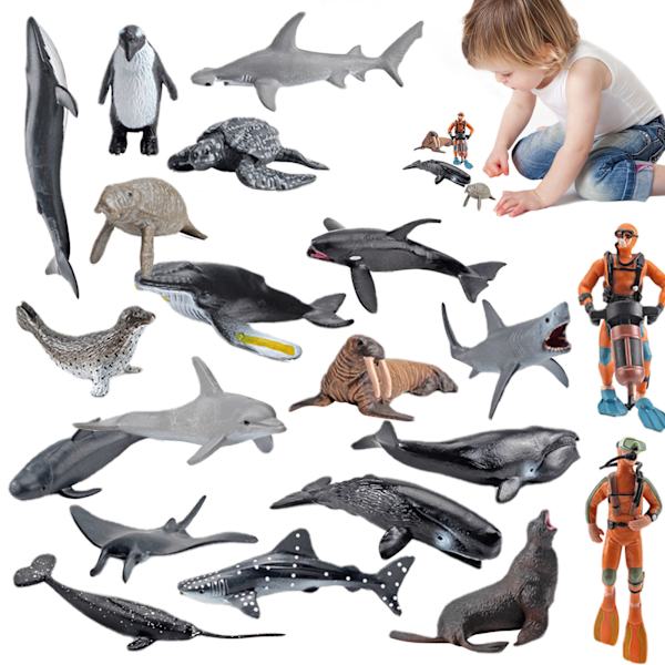 Mini Havsdjur Figurer Leksak 20ST Små havsdjur Hajar Valar arktiska djur