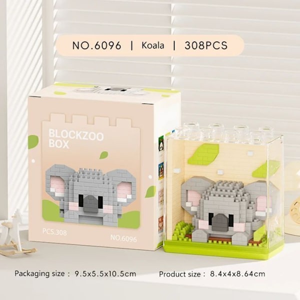 Mini Kubiska Djur Serie Modell 3D Pussel Mikro Byggklossar DIY 6096 Koala