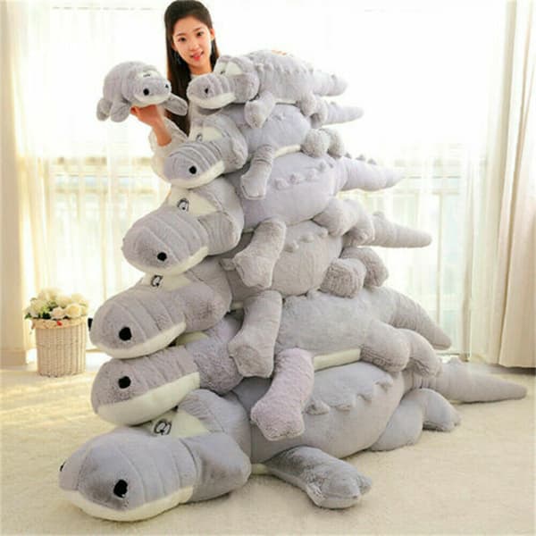 Krokodil Plyschleksak Barnpresenter Stora Kuddar Djur Mjuka Gosedjur Pojkar Flickor Grey 90cm