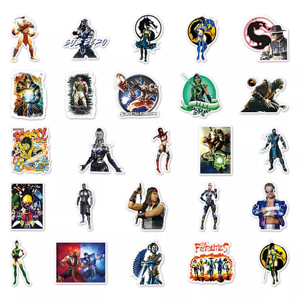 50 st nya Mortal Kombat PS5 XBox Stickers Characters Collection Graffititelefon