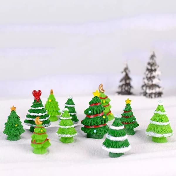 Mini julgran DIY Miniatyr Trädgård Mikro Landskap Ornament Dekor Hus DarkGreen-S(1pcs Random)