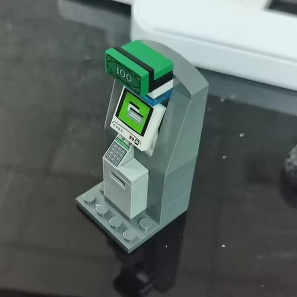 MOC Modell Bankomat Kontantautomat Byggklossar DIY Delar Stad