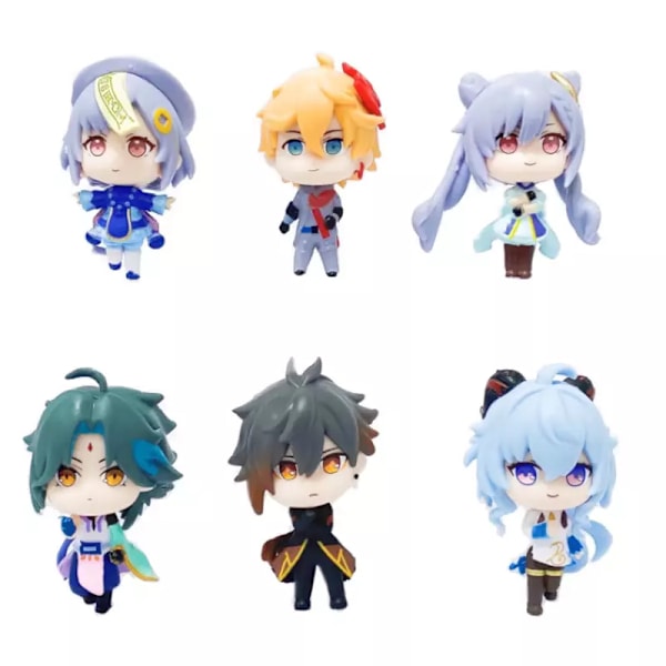 Genshin Impact Pvc Q Version Figurer Set med 6 st Idealisk för att dekorera ditt spel