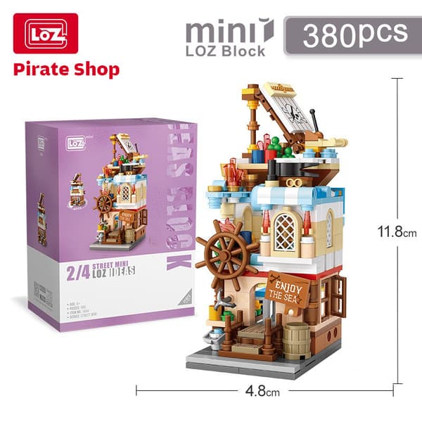 LOZ Mini Blocks Gatuvy DIY Byggset Mikro Radhus Modell Kreativ Gåva Hot pot With box