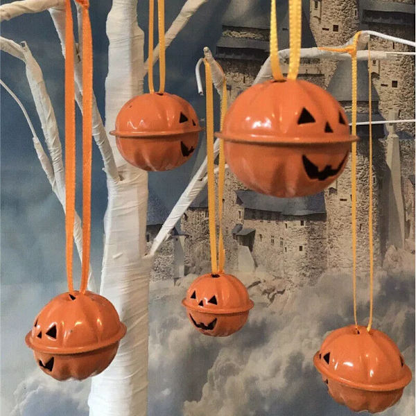5/9 st metall 3/4 cm Halloween pumpa klockor dekoration Hängande prydnader dekor 9pcs