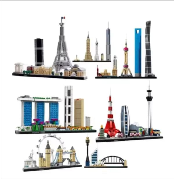 Byggklossar Stadssiluett - New York, London, Dubai Landmärken no box2