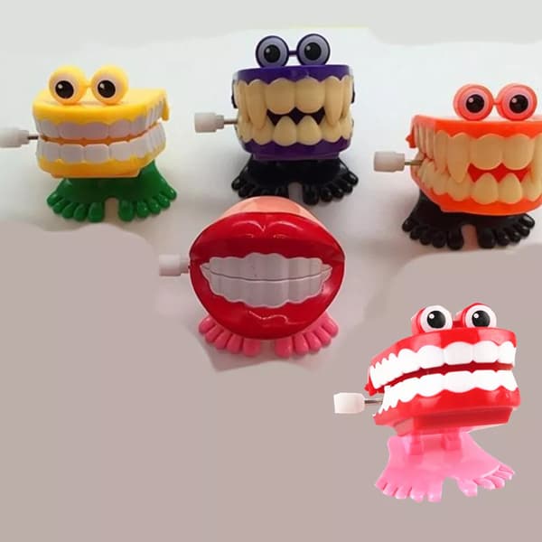 Roliga Mini Klockverkständer Uppdragbara Tandklapprande Skämt Gagg Nyhet Barn Kul Pojke Red Lips