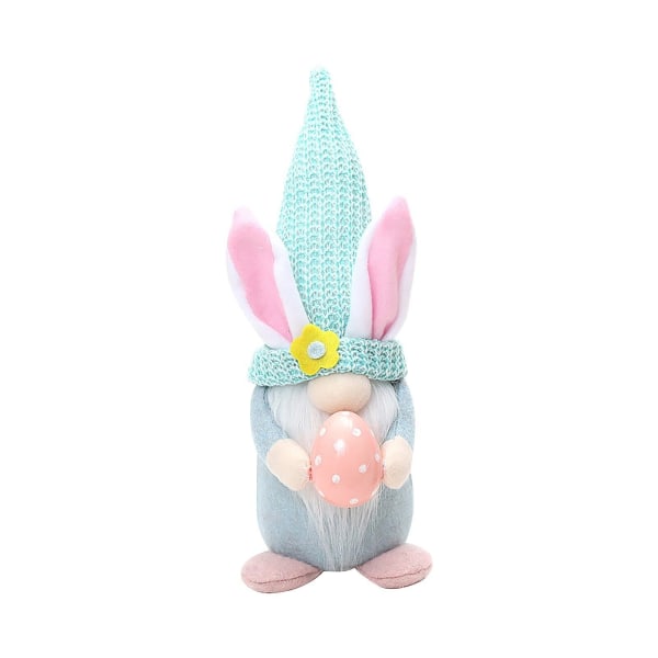Påskkanin Dvärg Ansiktslös docka Dekor Ägg Håller Desktop Ornament LED-lampor Blue One Size