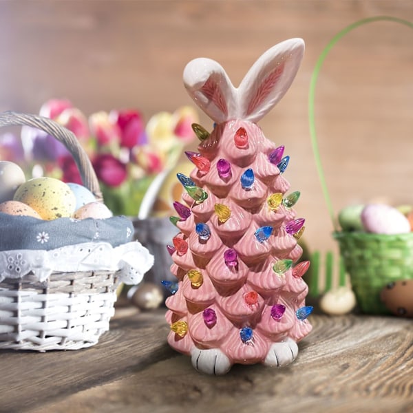 Bunny Tree Påskhare Staty dekoration inomhus vår bordsskiva påsk dekor