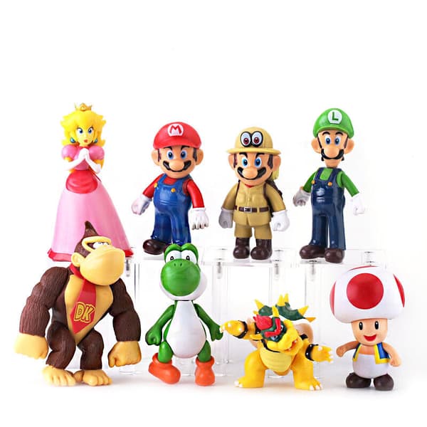 8st Super Mario Bros. PVC Actionfigur Wario Yoshi Donkey Kong Leksaker Barnpresenter