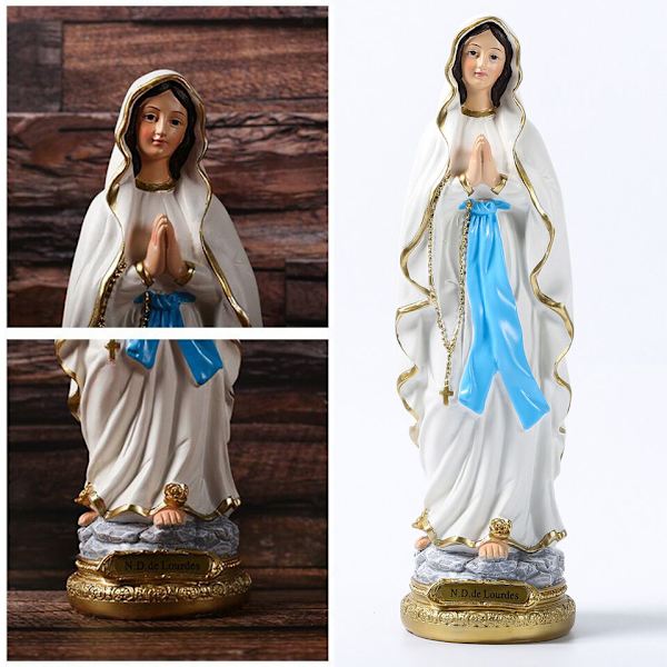 Katolsk harts Madonna Jungfru Maria Staty Handgjord statyett religiös gåva