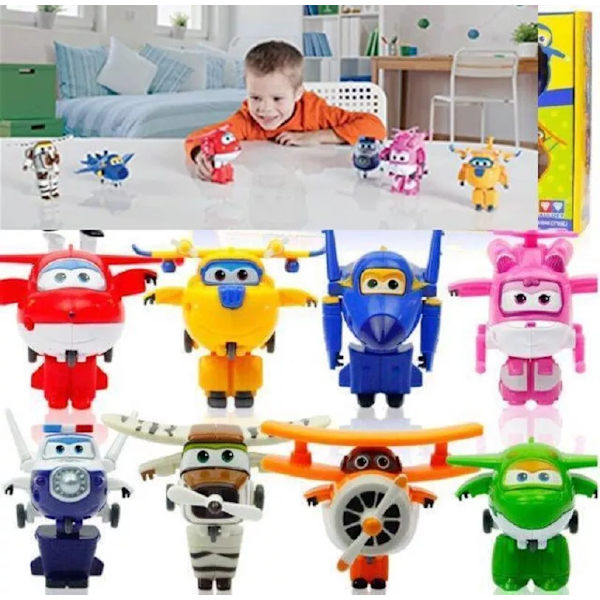 8st/ set Super Wings Miniplan Leksaker Deformation Flygplan Robot Actionfigurer