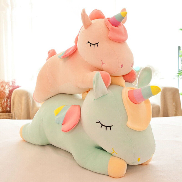 Unicorn plyschleksak gosiga söta stoppade regnbågsvingar Kawaii Kids Yellow 53CM