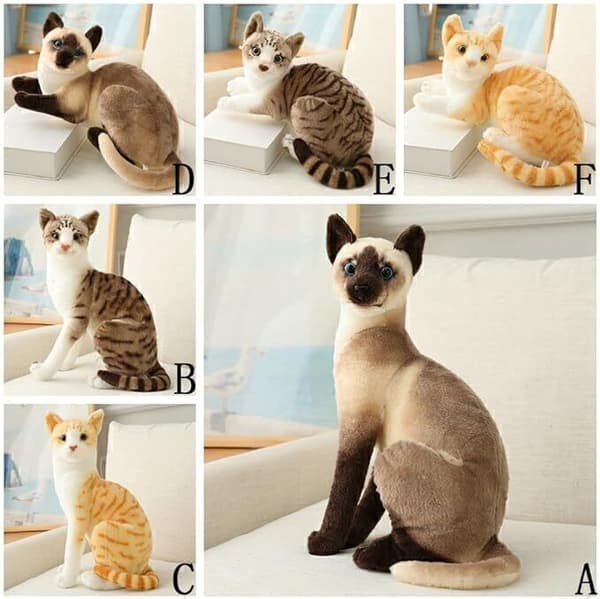 Djurdockor Barnpresenter Söta Realistiska Katt Plyschleksak Verklighetstrogen Simulation Fylld mjuk D Cat-26CM