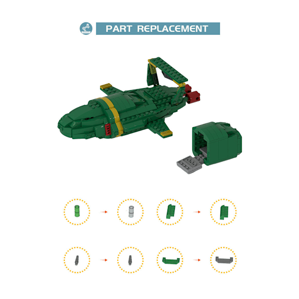 MOC Thunderbirds 2 Grön Flygplansbyggsats Fordon Samlarobjekt för Filmfans