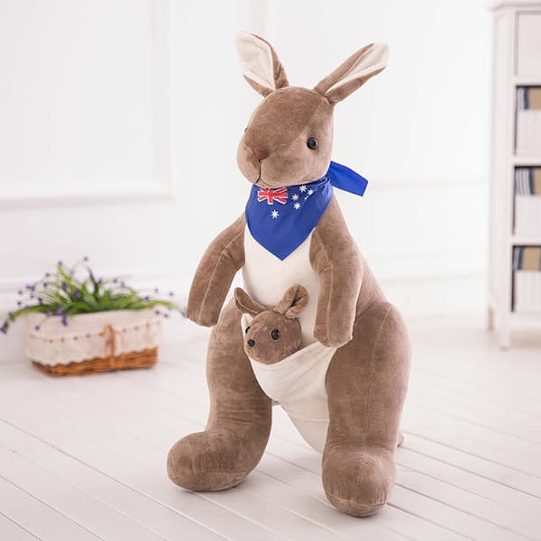 Träd-Känguru Plyschleksak Söt Mor/Barn Tvättbar Söt Design Plyschleksak Sovrum Dark Gray Blue