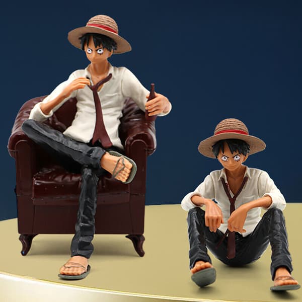 ONE PIECE Anime Luffy med soffa Actionfigur Topper Leksakstårta Bildekoration Presenter White