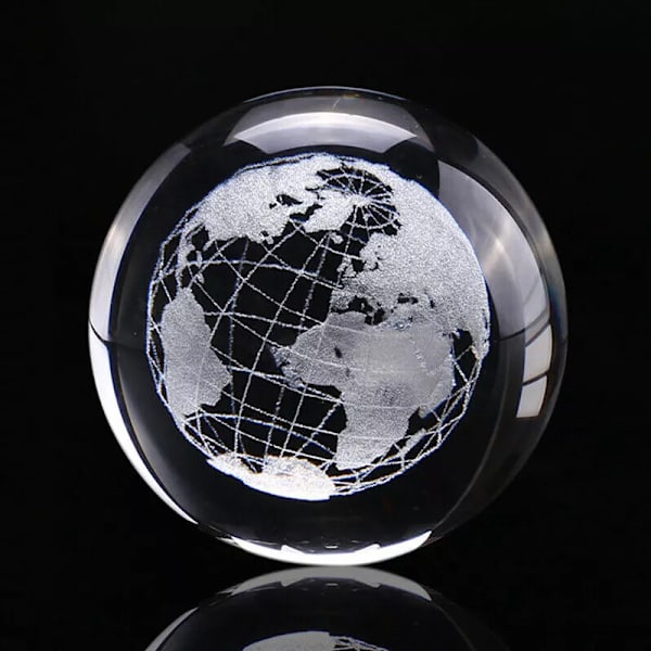 3D kristallkula 60 MM glaslasergraverad miniatyrjordsfär Presentdekor Hem Only Ball（No Base）