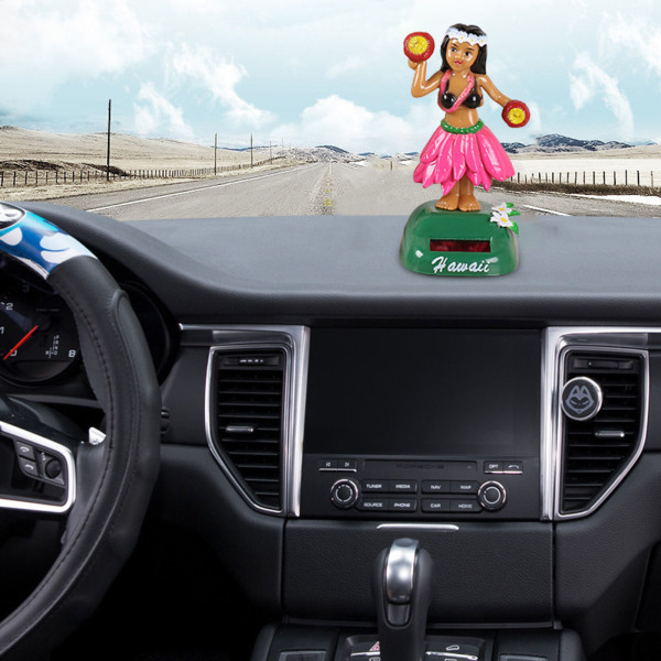 Soldriven Dancing Hula Girl Svängande docka Bil Dashboard Hawaii Girl Inredning A: mushroom pink