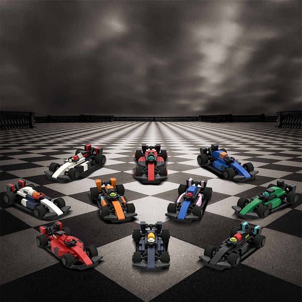 MOC F1 Formel Racing Bilar Byggkloss Set 10-pack Mini Bilar Leksaker för Pojkar