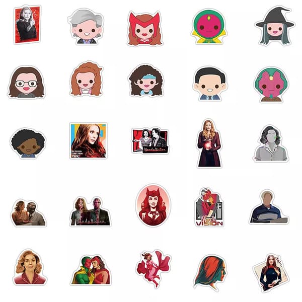 50st Wanda Vision Wanda Maximoff Vision TV Series Silhouette Graffiti Stickers
